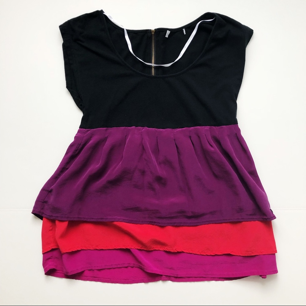 Red and purple Hurley top with Zip up detail